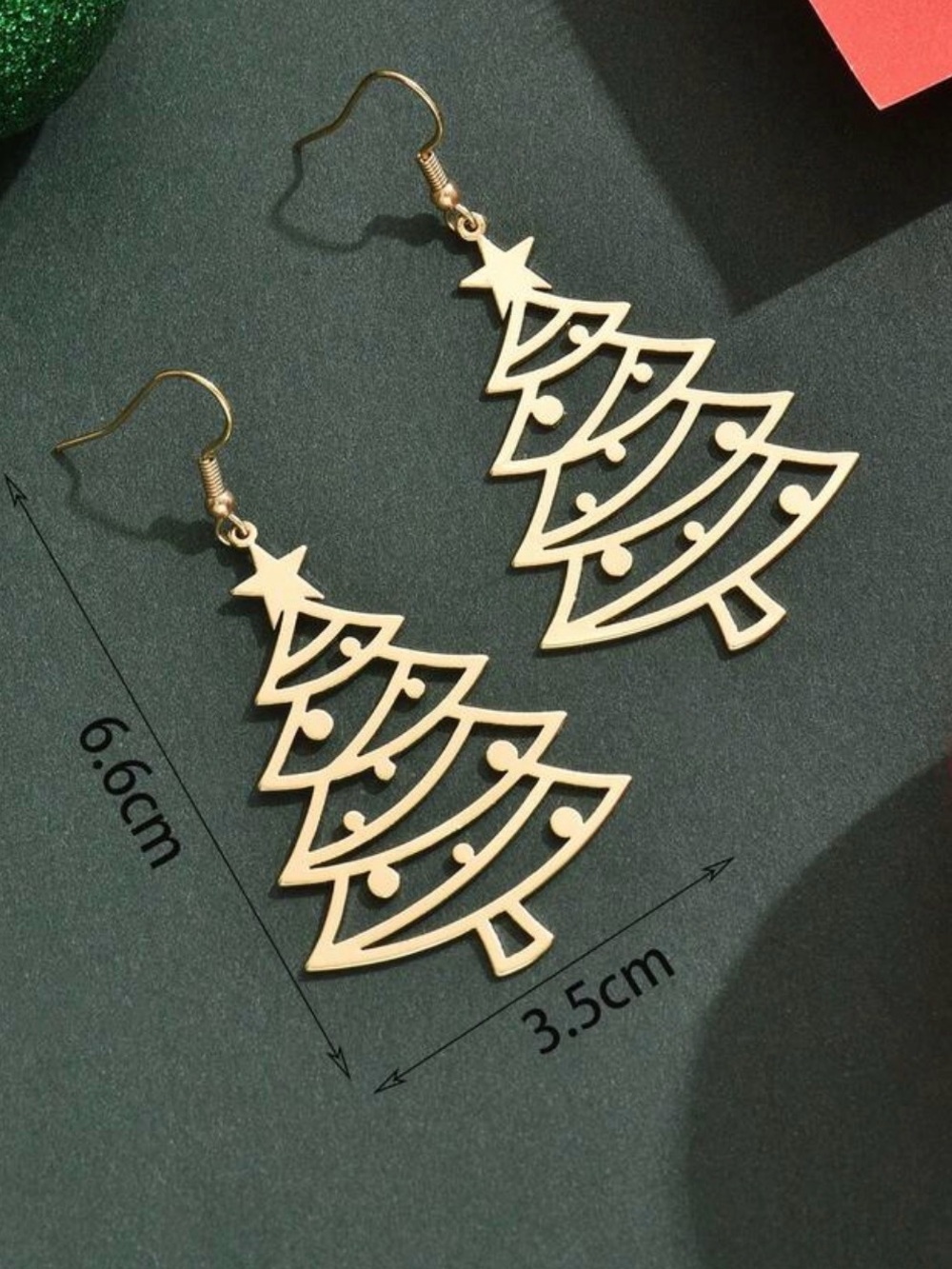Christmas Tree Drop Gold Earrings Classy Design NEW